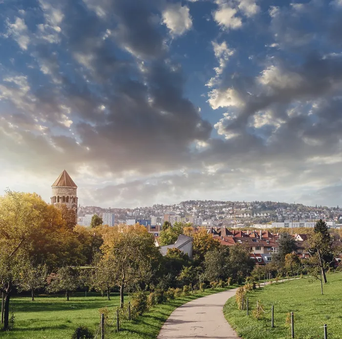 Gerahmter Druck : Deutschland, Stuttgart Panoramablick
