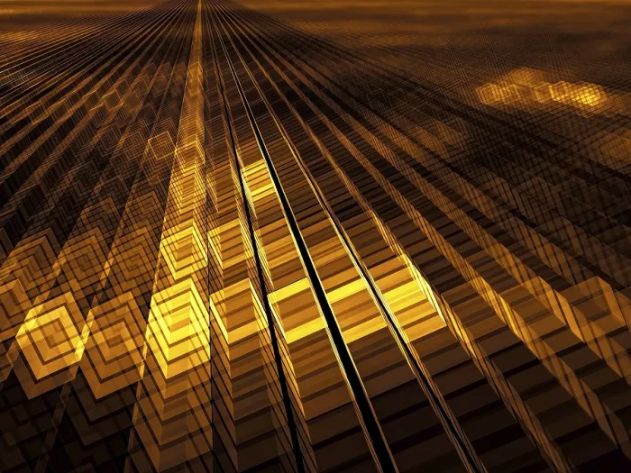 Gerahmter Druck : Goldene Würfel-Hintergrund - abstrakte computer-generierte 3D-Illustration. Gerahmter Druck : Goldene Würfel-Hintergrund - abstrakte computer-generierte 3D-Illustration.
