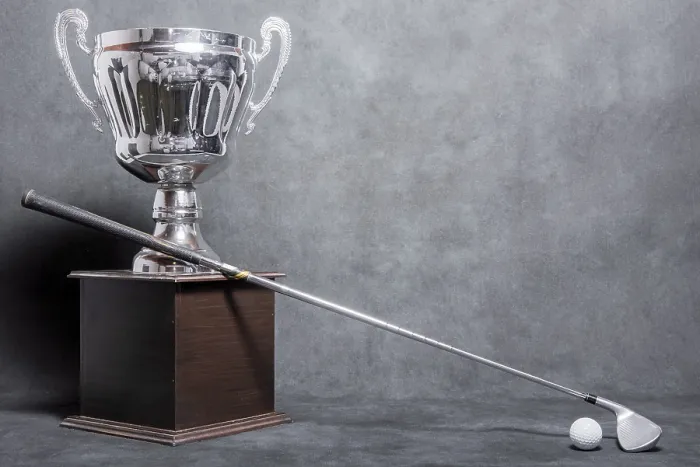 Gerahmter Druck : Golftrophäe mit Kopie-Raum. Gerahmter Druck : Golftrophäe mit Kopie-Raum.