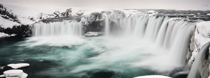 Gerahmter Druck : Góðafoss-Wasserfall, Panoramablick