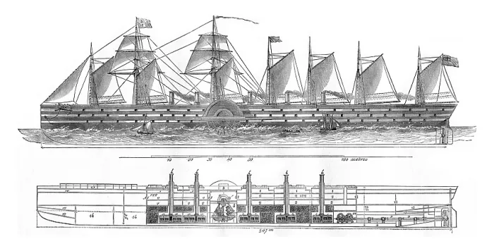 Gerahmter Druck : Der Große Oriental, Elevation und Schneiden. Gerahmter Druck : Der Große Oriental, Elevation und Schneiden.