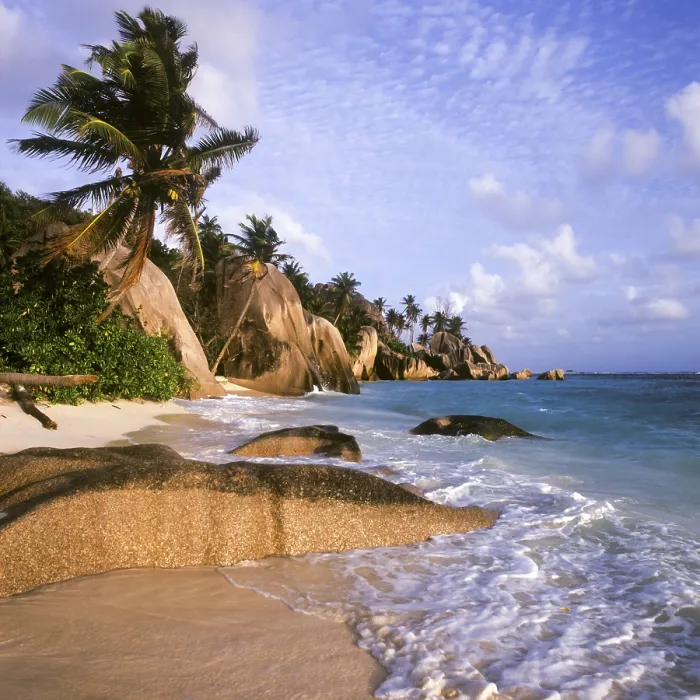 Gerahmter Druck : Granitfelsen auf Anse Source d'Argent Strand. Gerahmter Druck : Granitfelsen auf Anse Source d'Argent Strand.