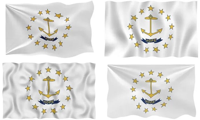 Gerahmter Druck : Grosses Bild der Flagge von Rhode Island Gerahmter Druck : Grosses Bild der Flagge von Rhode Island