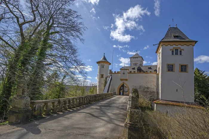 Gerahmter Druck : Schloss Greifenstein mit Zugbrücke Gerahmter Druck : Schloss Greifenstein mit Zugbrücke