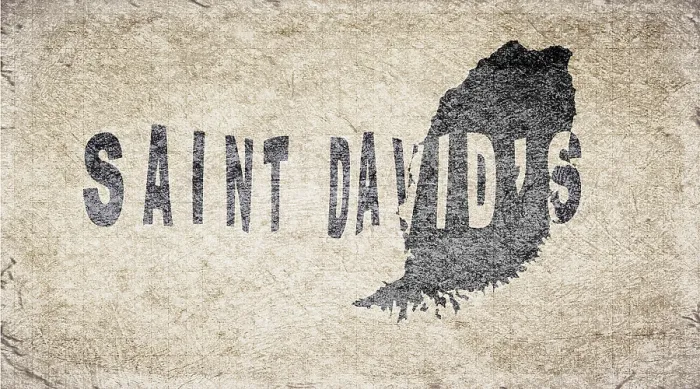 Gerahmter Druck : Grenada Saint Davids Retro Typography Karte Gerahmter Druck : Grenada Saint Davids Retro Typography Karte