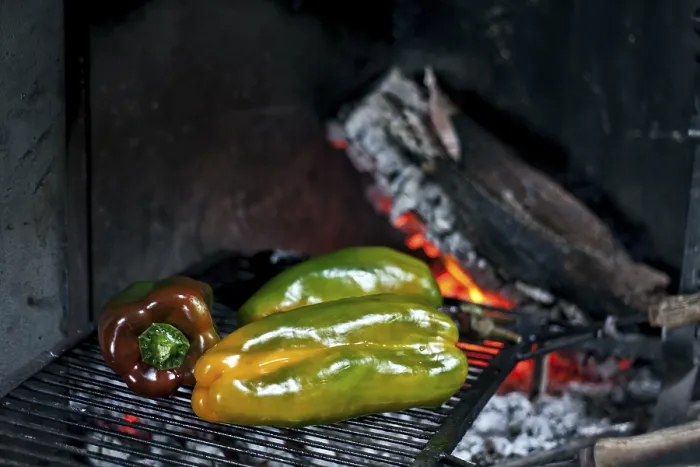 Gerahmter Druck : Gegrillte Paprika. Gerahmter Druck : Gegrillte Paprika.