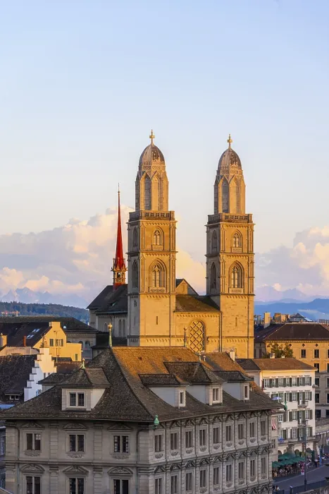 Gerahmter Druck : Grossmünster, Abendstimmung Gerahmter Druck : Grossmünster, Abendstimmung
