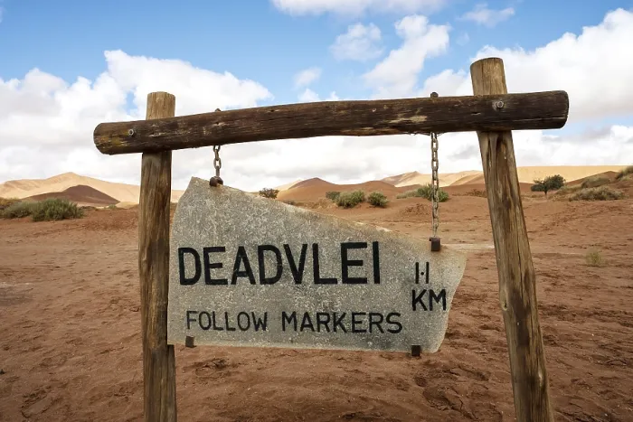 Gerahmter Druck : Führungszeichen zu Dead Vlei, Sanddünen. Gerahmter Druck : Führungszeichen zu Dead Vlei, Sanddünen.