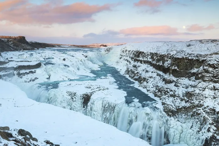 Gerahmter Druck : Gullfoss, Wasserfall der Fluss Hvita