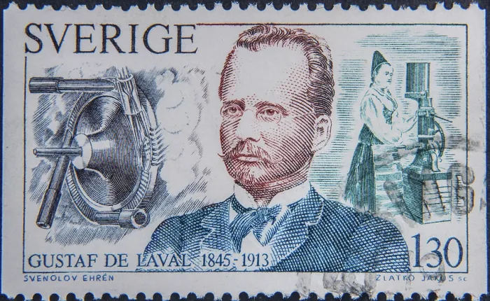 Gerahmter Druck : Gustaf de Laval auf einem schwedischen Briefmarkenporträt Gerahmter Druck : Gustaf de Laval auf einem schwedischen Briefmarkenporträt