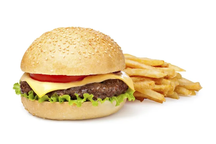 Gerahmter Druck : Hamburger isoliert auf weißem Hintergrund. Gerahmter Druck : Hamburger isoliert auf weißem Hintergrund.
