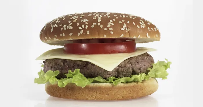 Gerahmter Druck : Hamburger gegen weißen Hintergrund. Gerahmter Druck : Hamburger gegen weißen Hintergrund.