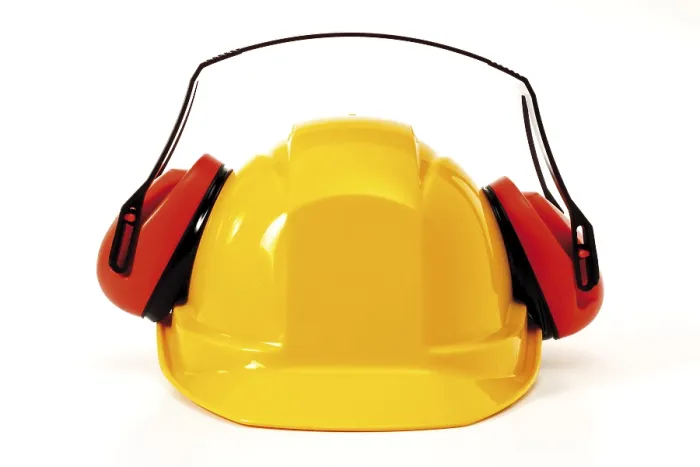 Gerahmter Druck : Schutzhelm mit Ohrschutz Gerahmter Druck : Schutzhelm mit Ohrschutz