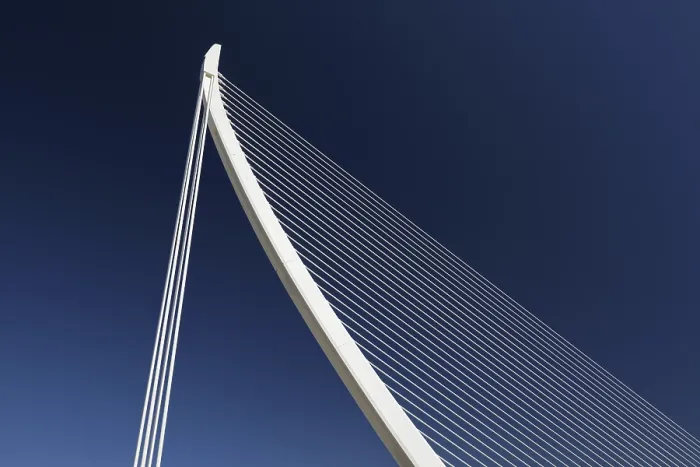 Gerahmter Druck : Harfensägebrücke mit Seilabspannung Gerahmter Druck : Harfensägebrücke mit Seilabspannung