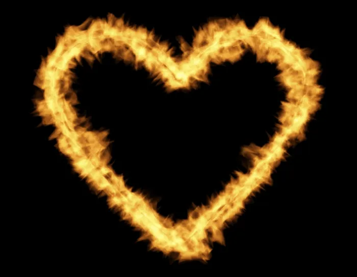 Gerahmter Druck : Herz der Flammen, Feuer.