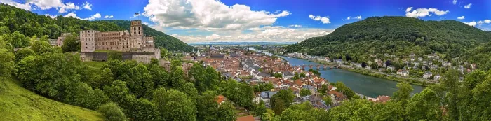 Gerahmter Druck : Heidelberg mit Schloss, Neckar. Gerahmter Druck : Heidelberg mit Schloss, Neckar.