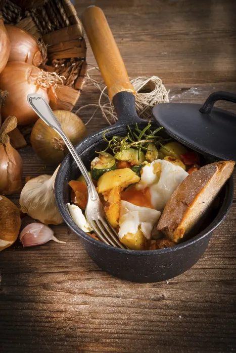 Gerahmter Druck : Herb Kartoffeln mit gerösteter Ei. Gerahmter Druck : Herb Kartoffeln mit gerösteter Ei.