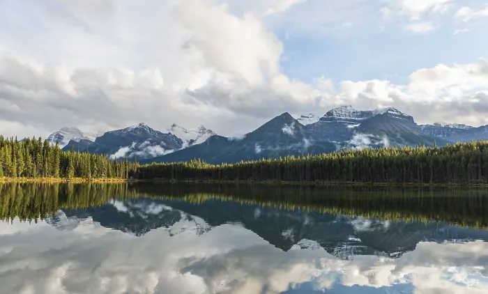 Gerahmter Druck : Herbert Lake, See mit Spiegelbild der Bow Range. Gerahmter Druck : Herbert Lake, See mit Spiegelbild der Bow Range.