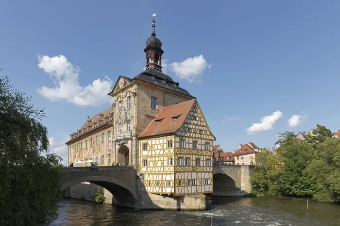 Gerahmter Druck : Historisches Rathaus an der Regnitz. Gerahmter Druck : Historisches Rathaus an der Regnitz.