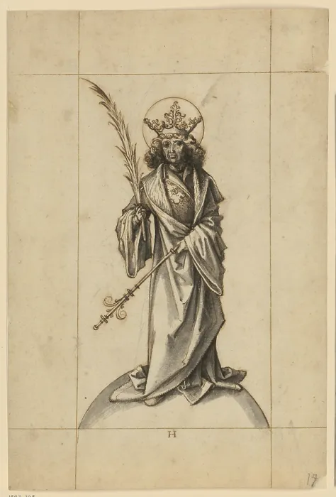 Gerahmter Druck : Historisches Zeichnen von St Christopher. Gerahmter Druck : Historisches Zeichnen von St Christopher.