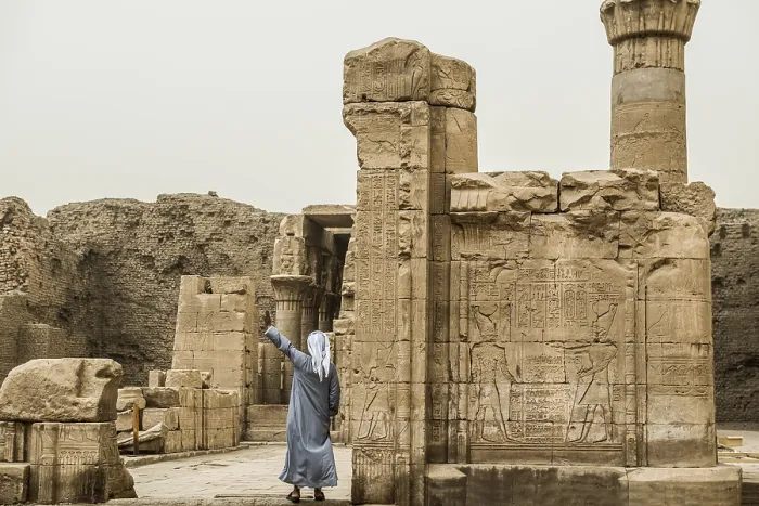 Gerahmter Druck : Tempel von Horus, Edfu, Oberägypten, Ägypten