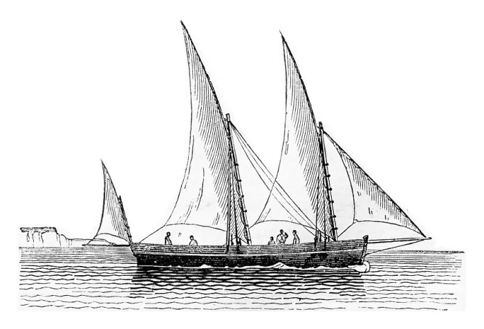 Gerahmter Druck : Houari-Strömung, gesehen abeam Gerahmter Druck : Houari-Strömung, gesehen abeam