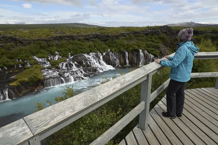 Gerahmter Druck : Hraunfossar, Island, Wasserfall Gerahmter Druck : Hraunfossar, Island, Wasserfall