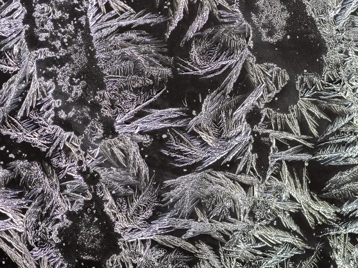 Gerahmter Druck : Eiskrystalle an einer Fensterscheibe. Gerahmter Druck : Eiskrystalle an einer Fensterscheibe.