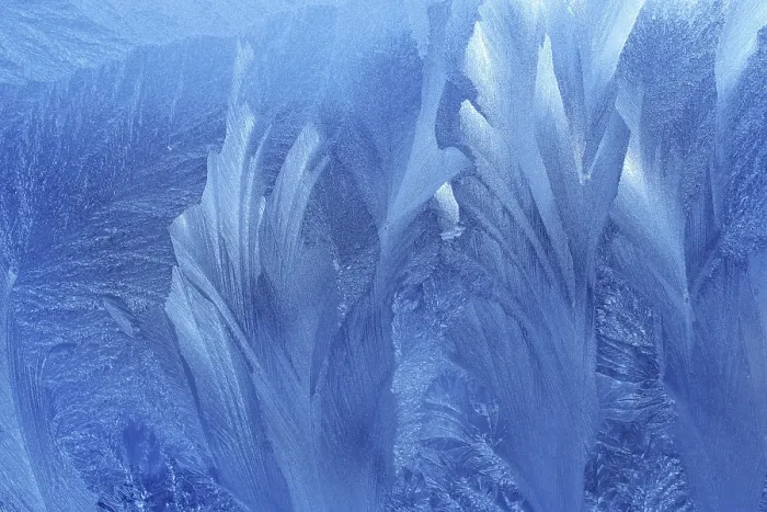 Gerahmter Druck : Eismustern auf Winterglas. Gerahmter Druck : Eismustern auf Winterglas.