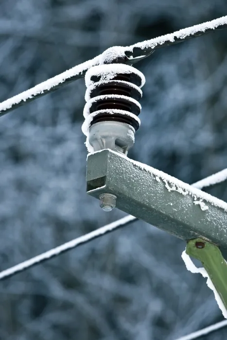 Gerahmter Druck : Eisüberzogene Strommast in einem Wald. Gerahmter Druck : Eisüberzogene Strommast in einem Wald.