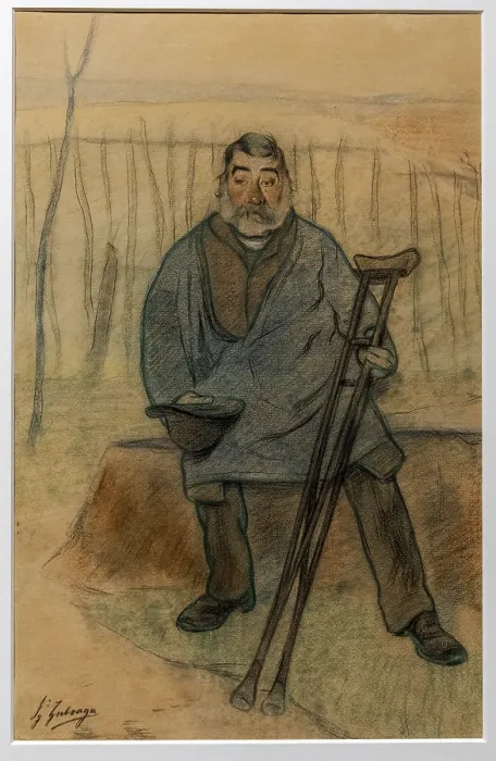 Gerahmter Druck : Ignacio Zuloaga, Bettler, 1892, Pastell. Gerahmter Druck : Ignacio Zuloaga, Bettler, 1892, Pastell.