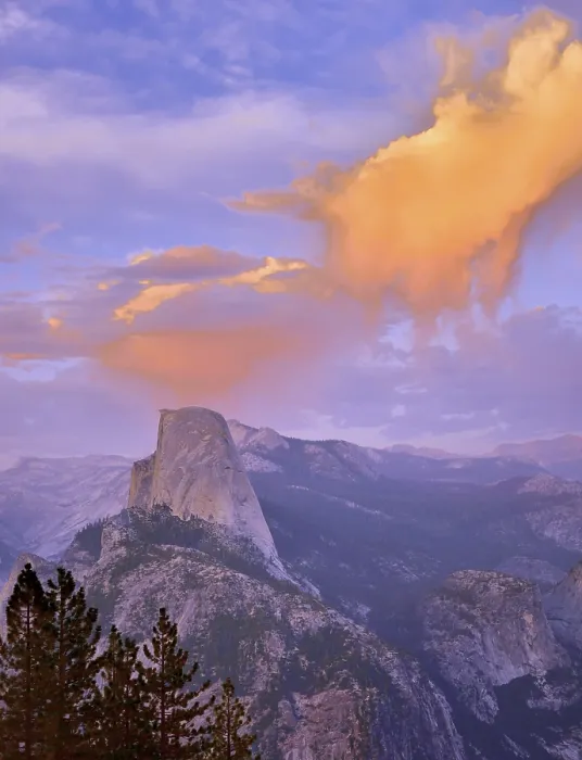 Gerahmter Druck : Illuminierte Wolken über Half Dome Gerahmter Druck : Illuminierte Wolken über Half Dome
