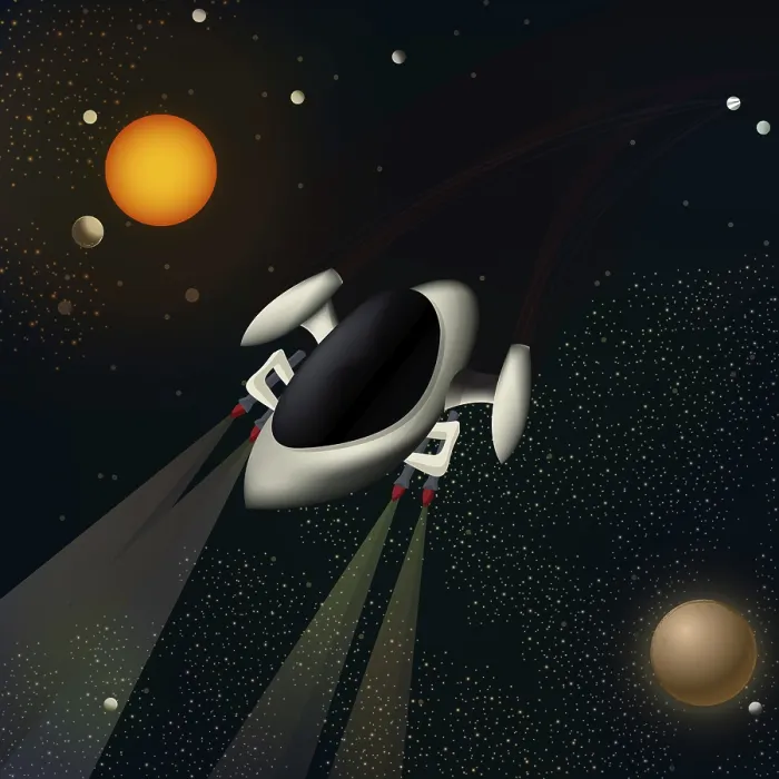 Gerahmter Druck : Illustration einer Raumfähre im Weltraum. Gerahmter Druck : Illustration einer Raumfähre im Weltraum.