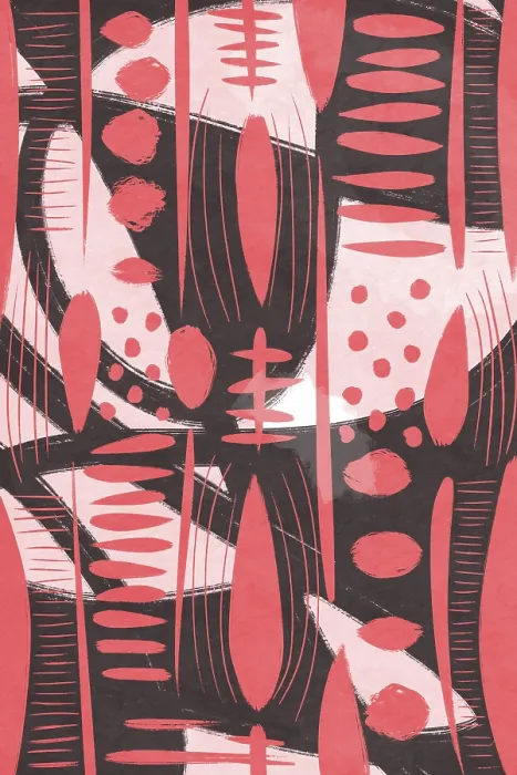 Gerahmter Druck : Dieses Bild zeigt ein abstraktes und minimalistisches Design, das aus roten und schwarzen Formen und Mustern besteht. Gerahmter Druck : Dieses Bild zeigt ein abstraktes und minimalistisches Design, das aus roten und schwarzen Formen und Mustern besteht.