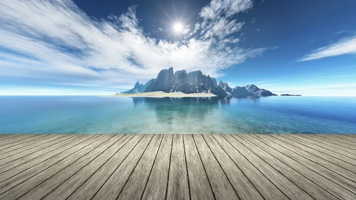 Gerahmter Druck : Ein Bild einer schönen Fantasy-Insel. Gerahmter Druck : Ein Bild einer schönen Fantasy-Insel.
