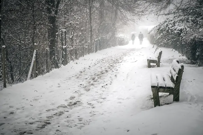 Gerahmter Druck : Ein Bild eines schneeverwehten Pfades im Winter. Gerahmter Druck : Ein Bild eines schneeverwehten Pfades im Winter.