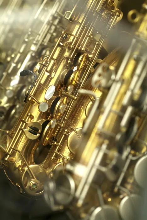 Gerahmter Druck : Ein alter Saxophonkörper Gerahmter Druck : Ein alter Saxophonkörper