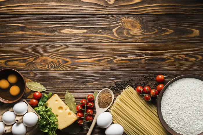 Gerahmter Druck : Zutaten Spaghetti Zubereitung Gerahmter Druck : Zutaten Spaghetti Zubereitung