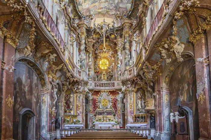 Gerahmter Druck : Innenraum der Asamkirche in der Sendlinger Straße. Gerahmter Druck : Innenraum der Asamkirche in der Sendlinger Straße.