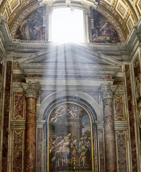 Gerahmter Druck : Innenraum einer Basilika von St. Peter