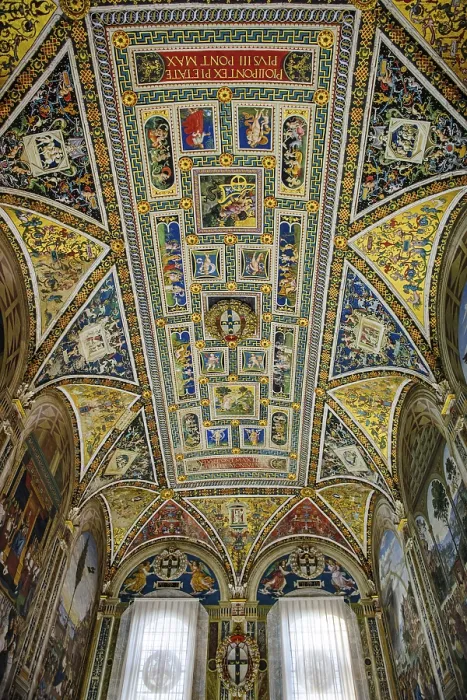 Gerahmter Druck : Innenraum der Piccolomini-Bibliothek.