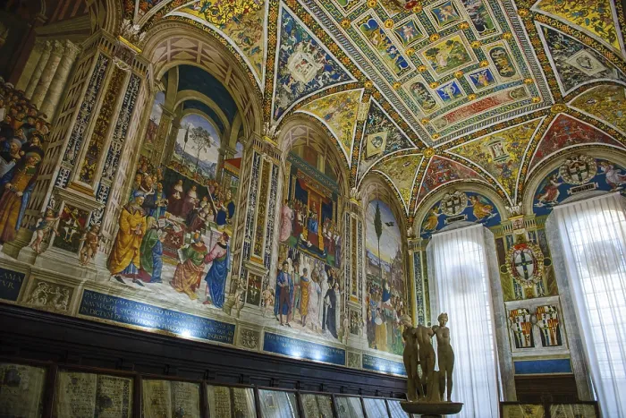 Gerahmter Druck : Innenraum der Piccolomini-Bibliothek. Gerahmter Druck : Innenraum der Piccolomini-Bibliothek.