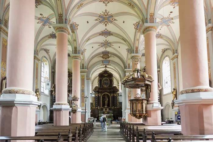 Gerahmter Druck : Innenansicht, Karmeliterkloster.