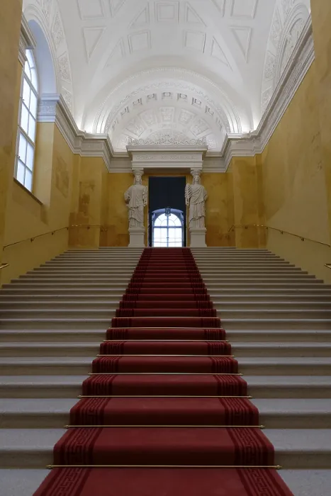 Gerahmter Druck : Innenaufnahme, Gelbe Treppe.