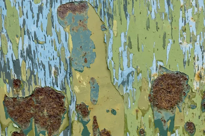 Gerahmter Druck : Eisenplatte mit abblätternder Farbe und Rost. Gerahmter Druck : Eisenplatte mit abblätternder Farbe und Rost.