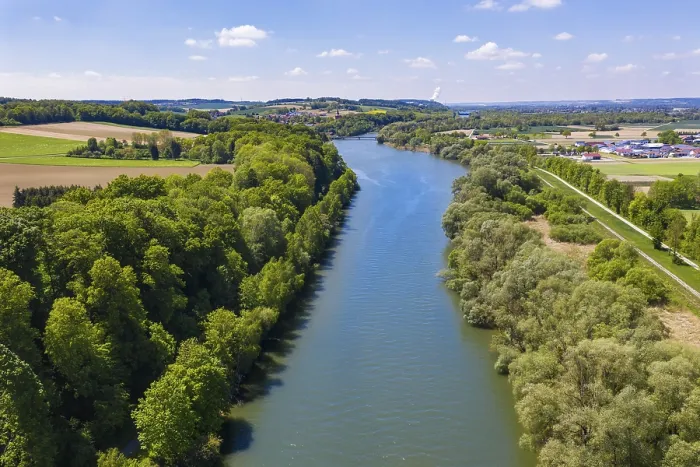 Gerahmter Druck : Isar zwischen Loiching und Dingolfing.