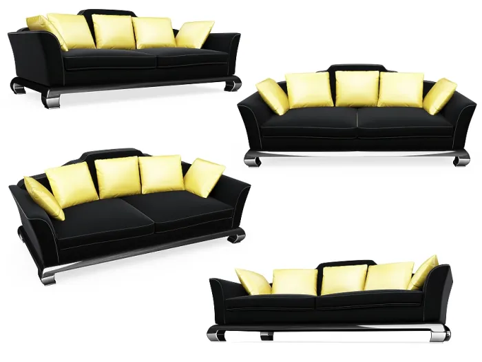 Gerahmter Druck : Isolierte Collage von Sofa über weißem Hintergrund. Gerahmter Druck : Isolierte Collage von Sofa über weißem Hintergrund.