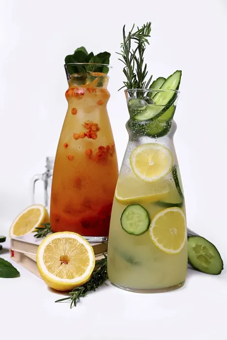Gerahmter Druck : Zwei Flaschen kalte Sommerlimonade. Gerahmter Druck : Zwei Flaschen kalte Sommerlimonade.