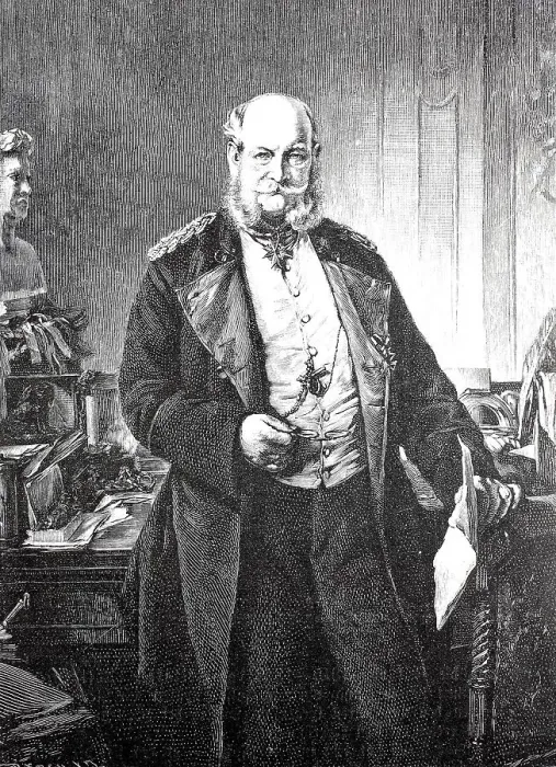 Gerahmter Druck : Kaiser Wilhelm im Studium, Wilhelms I