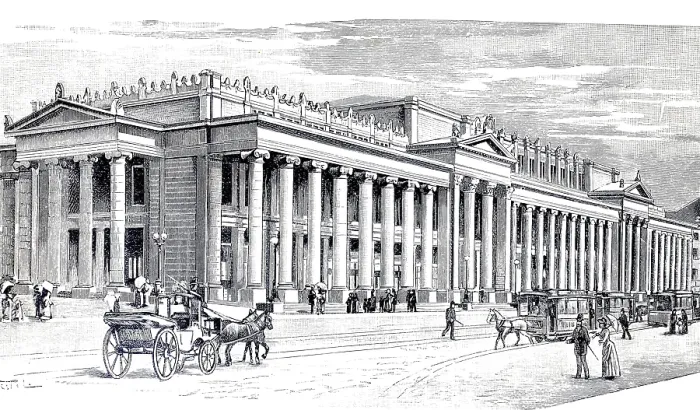 Gerahmter Druck : Historisches Gebäude, das Königsbau in Stuttgart, 1890. Gerahmter Druck : Historisches Gebäude, das Königsbau in Stuttgart, 1890.